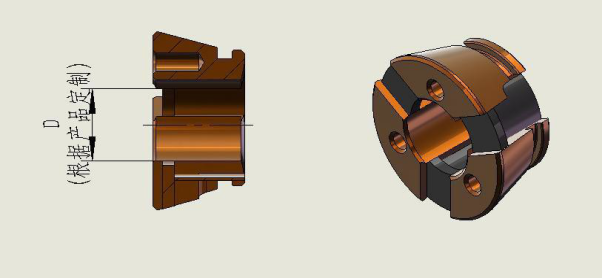 （彈性夾頭示意圖:<也叫筒夾，內(nèi)孔尺寸 D 可訂做>）